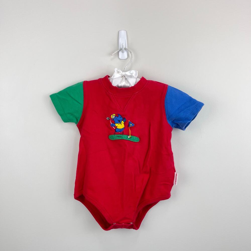 Vintage Healthtex Color Block Rhino Golf Romper 24 Months